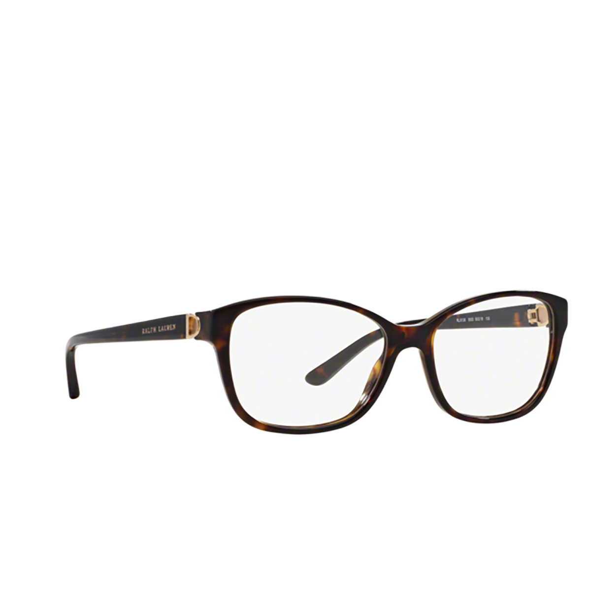 Ralph Lauren® Square Eyeglasses: RL6136 color Shiny Dark Havana 5003 - three-quarters view.
