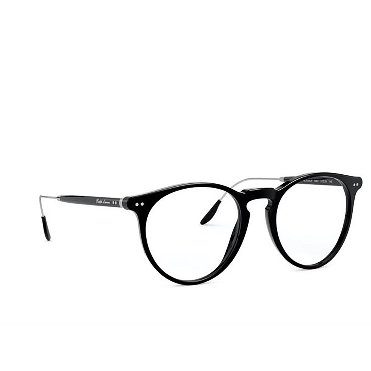 Ralph Lauren® Round Eyeglasses: RL6195P color 5001 Shiny Black - three-quarters view