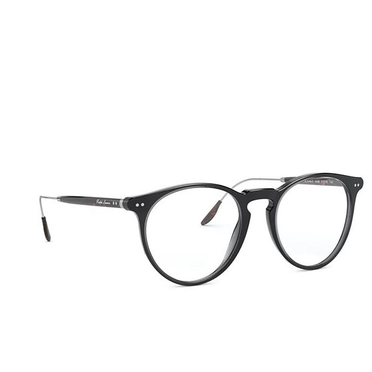 Ralph Lauren® Round Eyeglasses: RL6195P color 5536 Shiny Dark Transparent Grey - three-quarters view