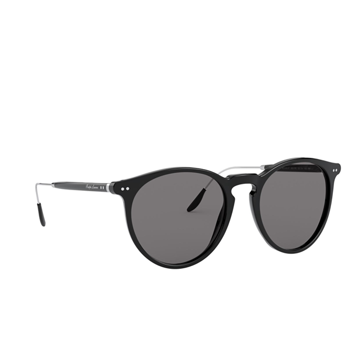 Ralph Lauren® Round Sunglasses: RL8181P color Shiny Black 5001R5 - three-quarters view.