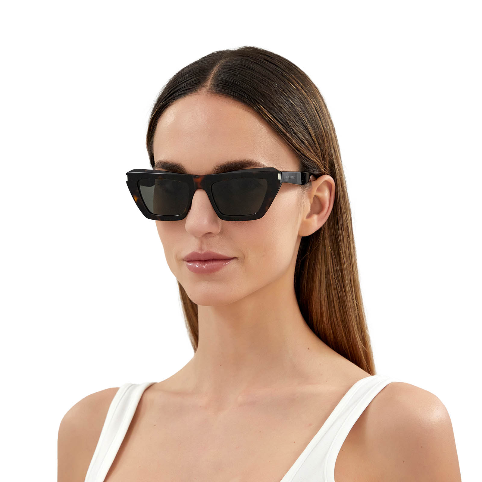 Saint Laurent® Cat-eye Sunglasses: SL 467 color Dark Havana 002 - product thumbnail 4/4.