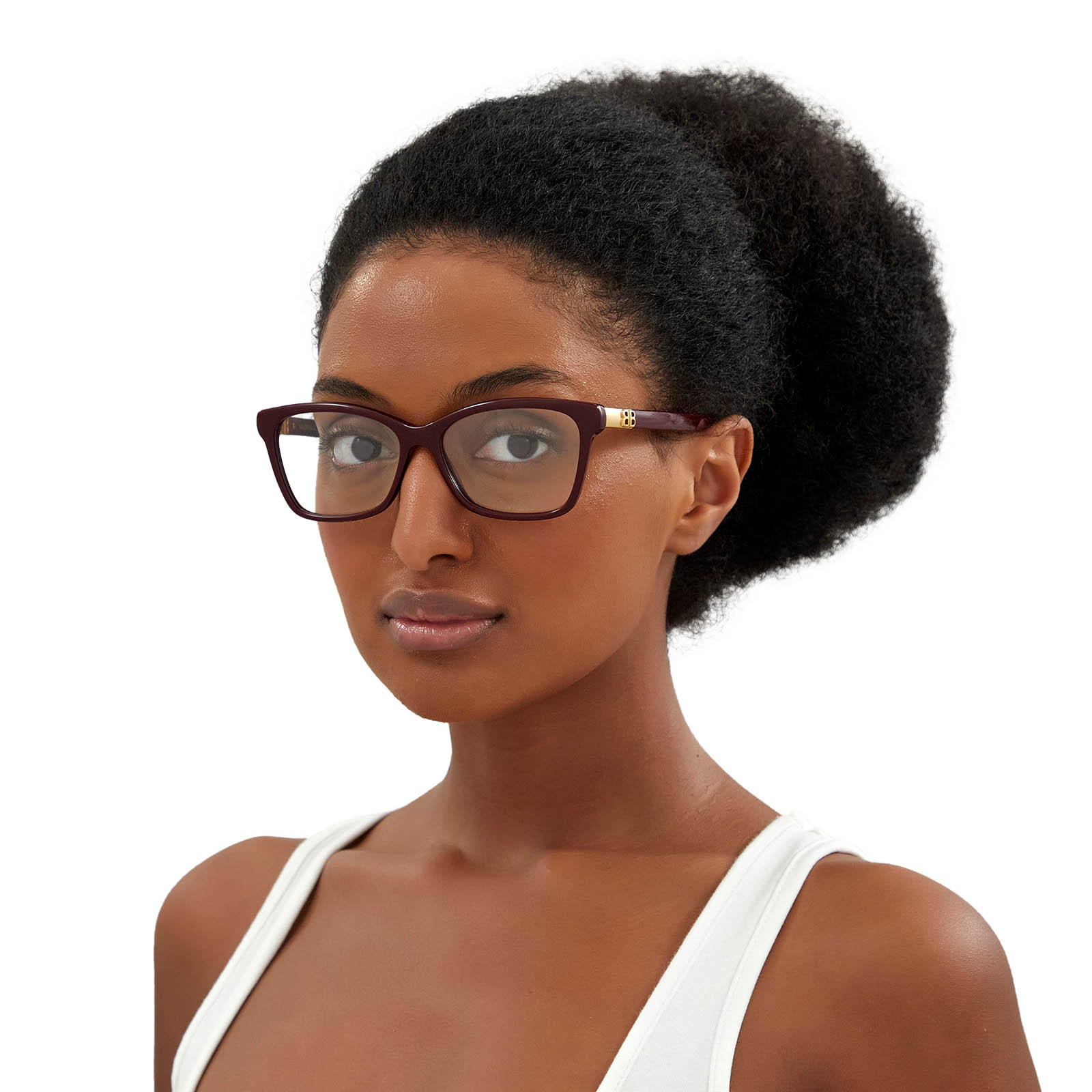 Balenciaga® Rectangle Eyeglasses: BB0186O color Burgundy 003 - 4/4.