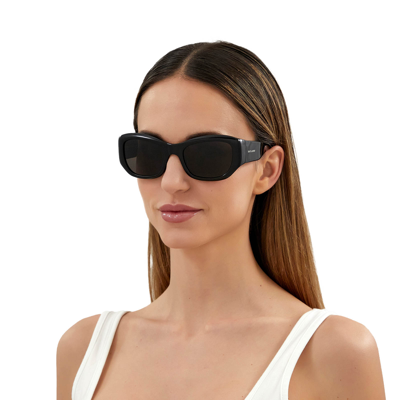Saint Laurent® Rectangle Sunglasses: SL 498 color 001 Black - 4/4