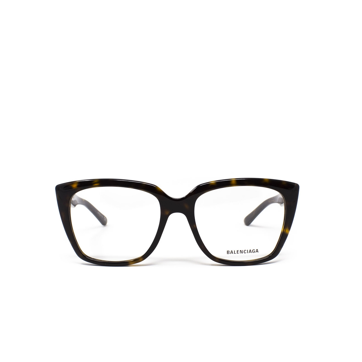 Balenciaga® Square Eyeglasses: BB0062O color Havana 002 - front view.