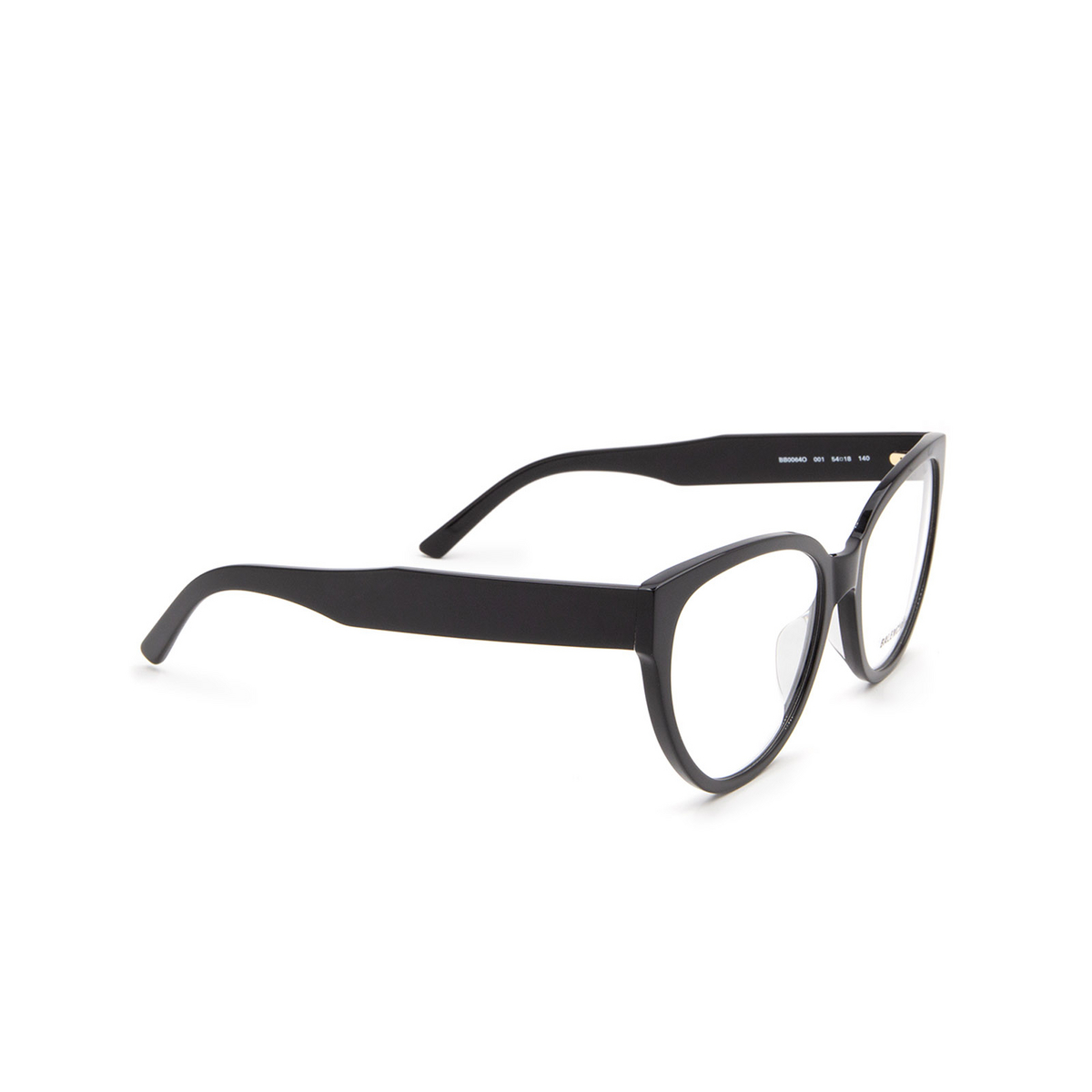 Balenciaga BB0064O Eyeglasses 001 Black - three-quarters view