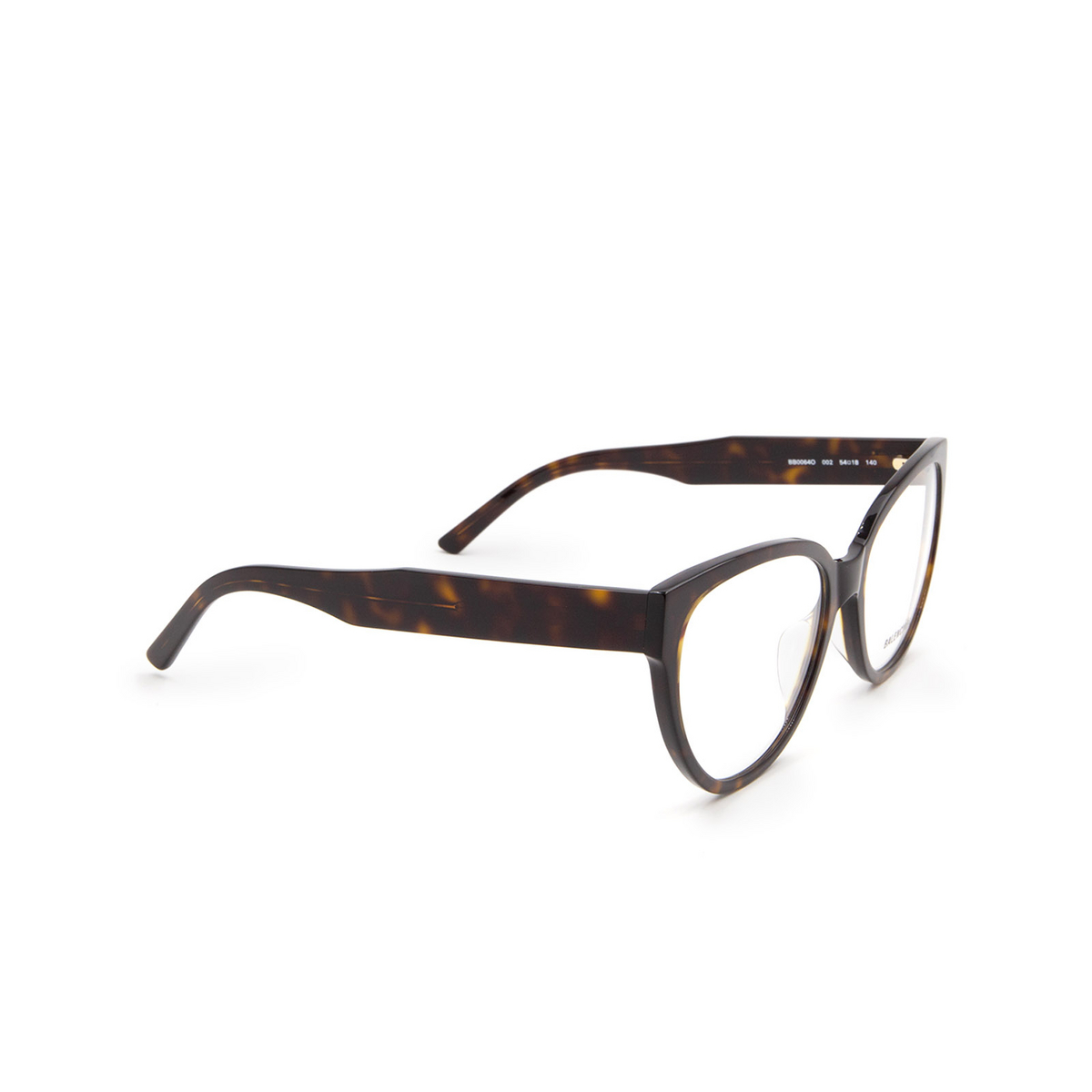 Balenciaga BB0064O Eyeglasses 002 Havana - three-quarters view
