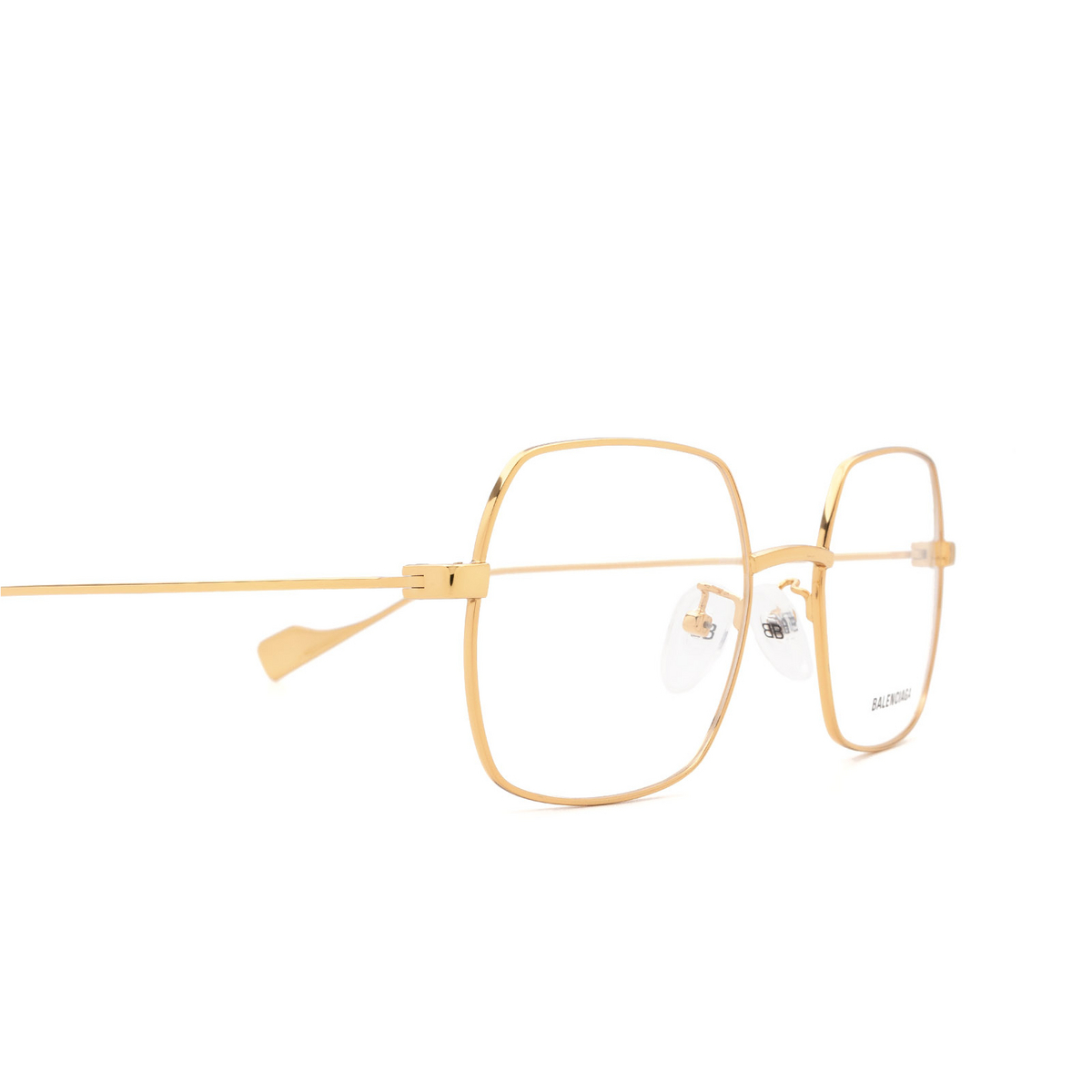 Balenciaga® Irregular Eyeglasses: BB0090O color Gold 003 - 3/3.