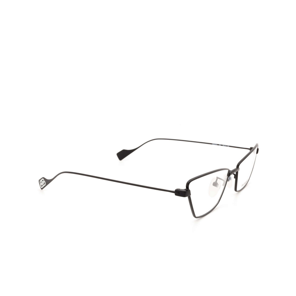 Balenciaga® Cat-eye Eyeglasses: BB0091O color Black 001 - three-quarters view.