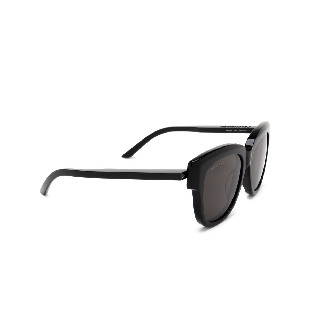 Balenciaga® Square Sunglasses: BB0160S color Black 001 - three-quarters view.