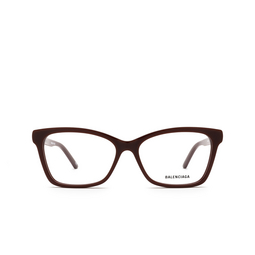 Balenciaga® Rectangle Eyeglasses: BB0186O color Burgundy 003.