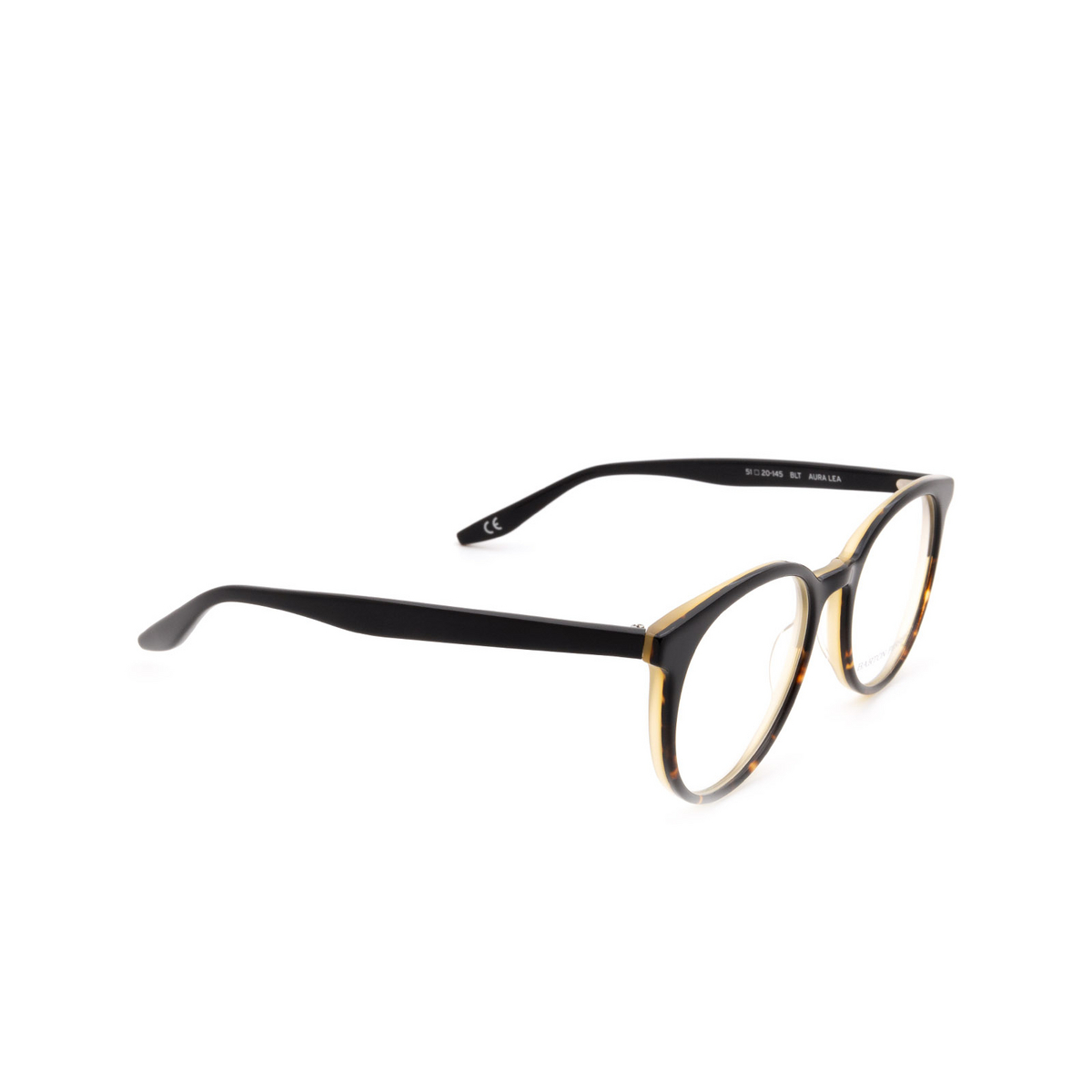 Barton Perreira® Round Eyeglasses: Auralea BP5087 color Black & Havana 0HY - three-quarters view.