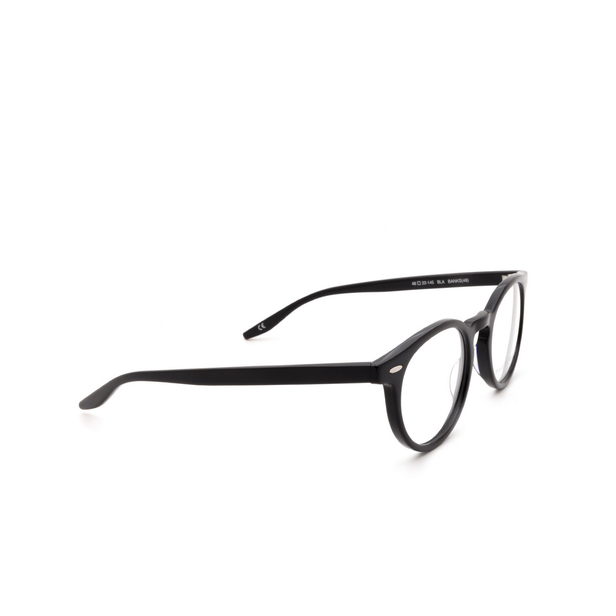 Barton Perreira® Round Eyeglasses: Banks BP5007 color Black 0EJ - three-quarters view.