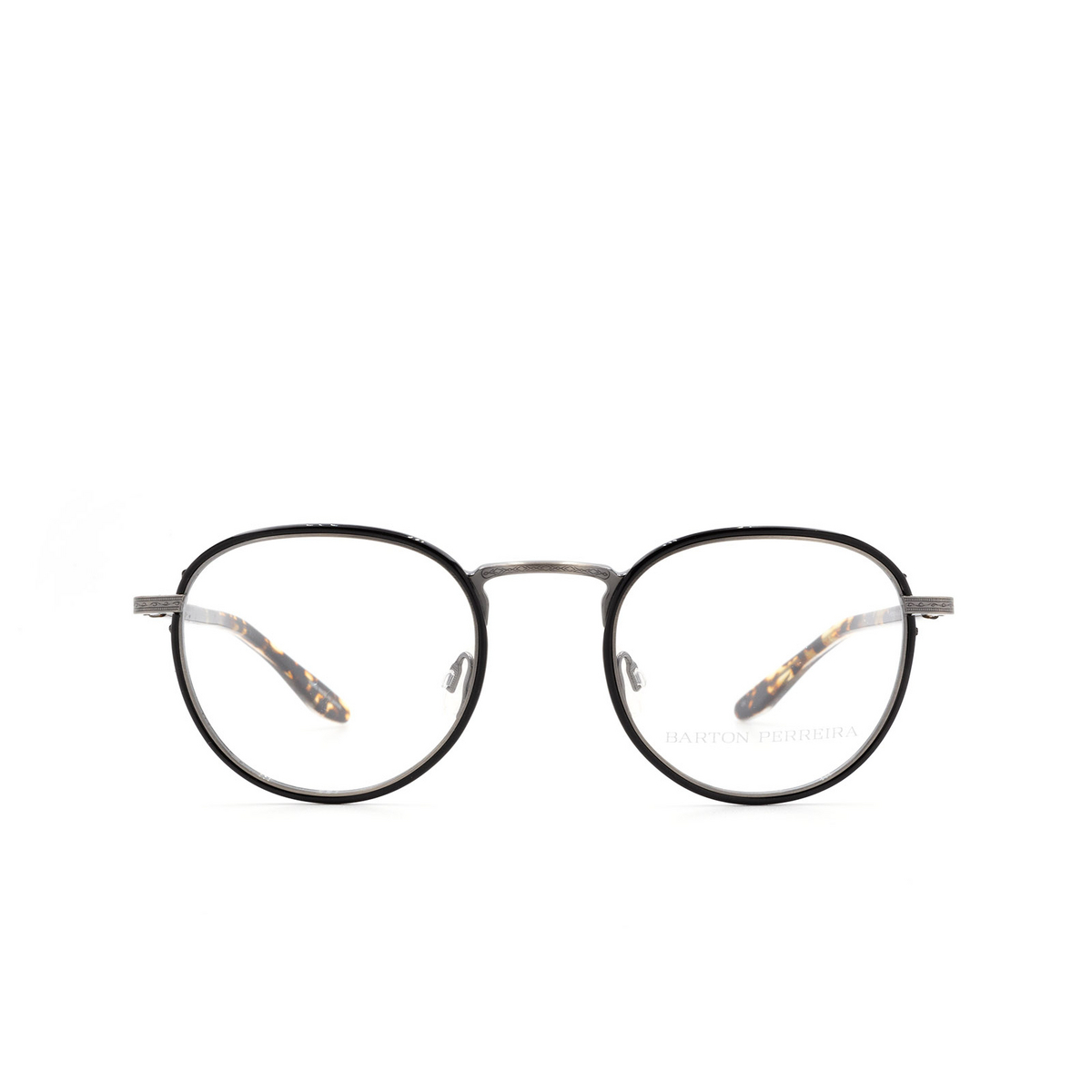 Barton Perreira® Round Eyeglasses: Lantz color Bla/pew - front view.