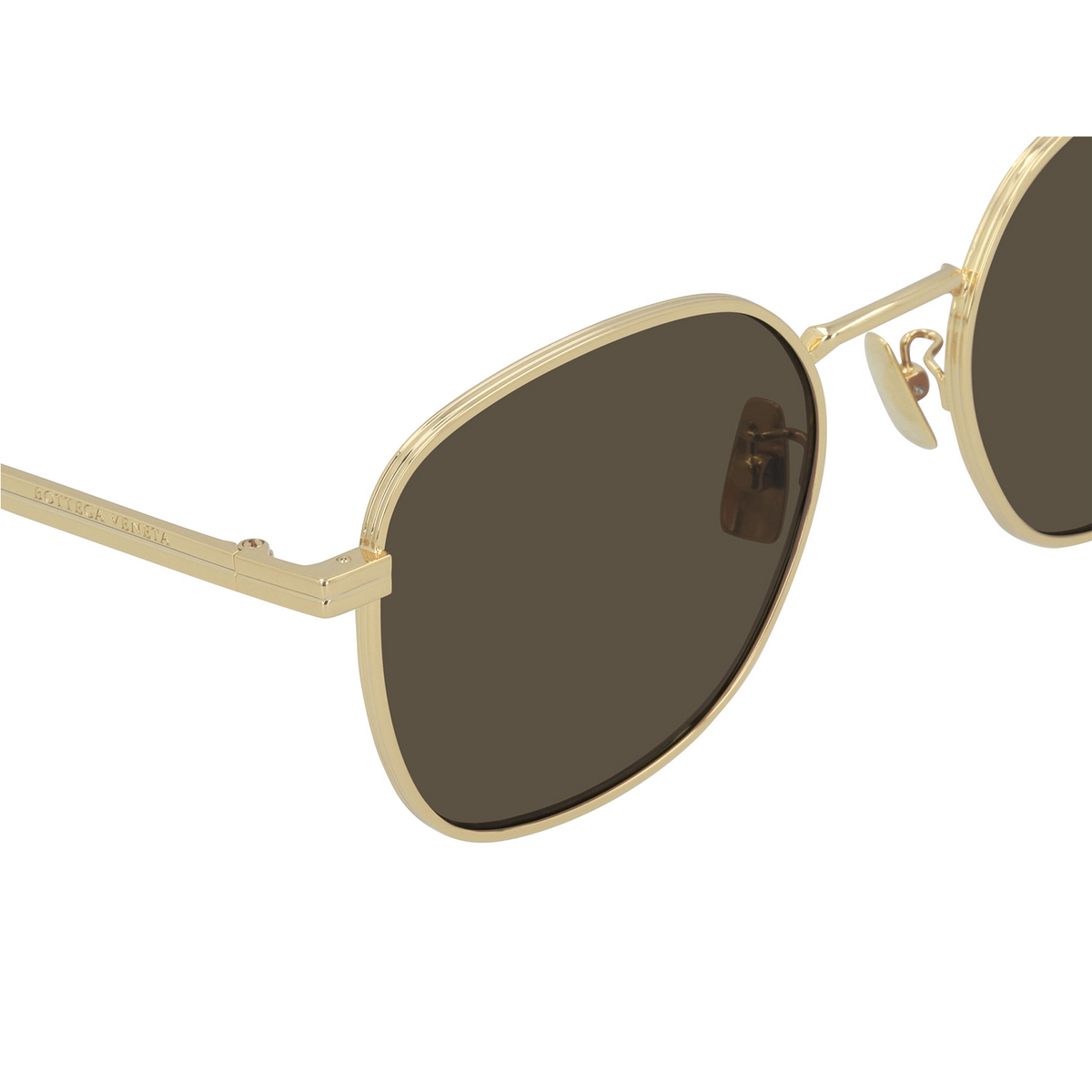 Bottega Veneta® Round Sunglasses: BV1014SK color Gold 003 - 3/3.