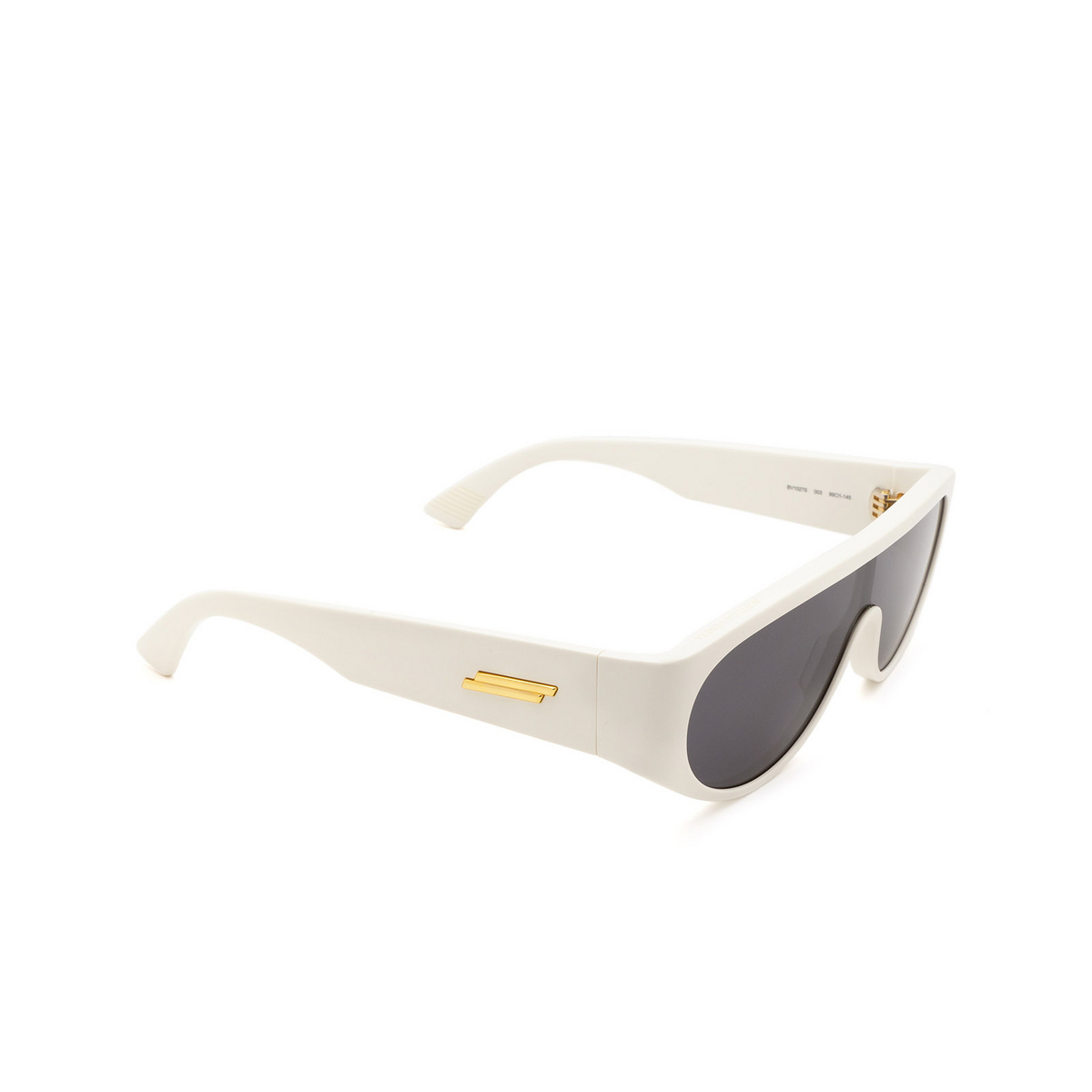 Bottega Veneta® Mask Sunglasses: BV1027S color Ivory 003 - three-quarters view.