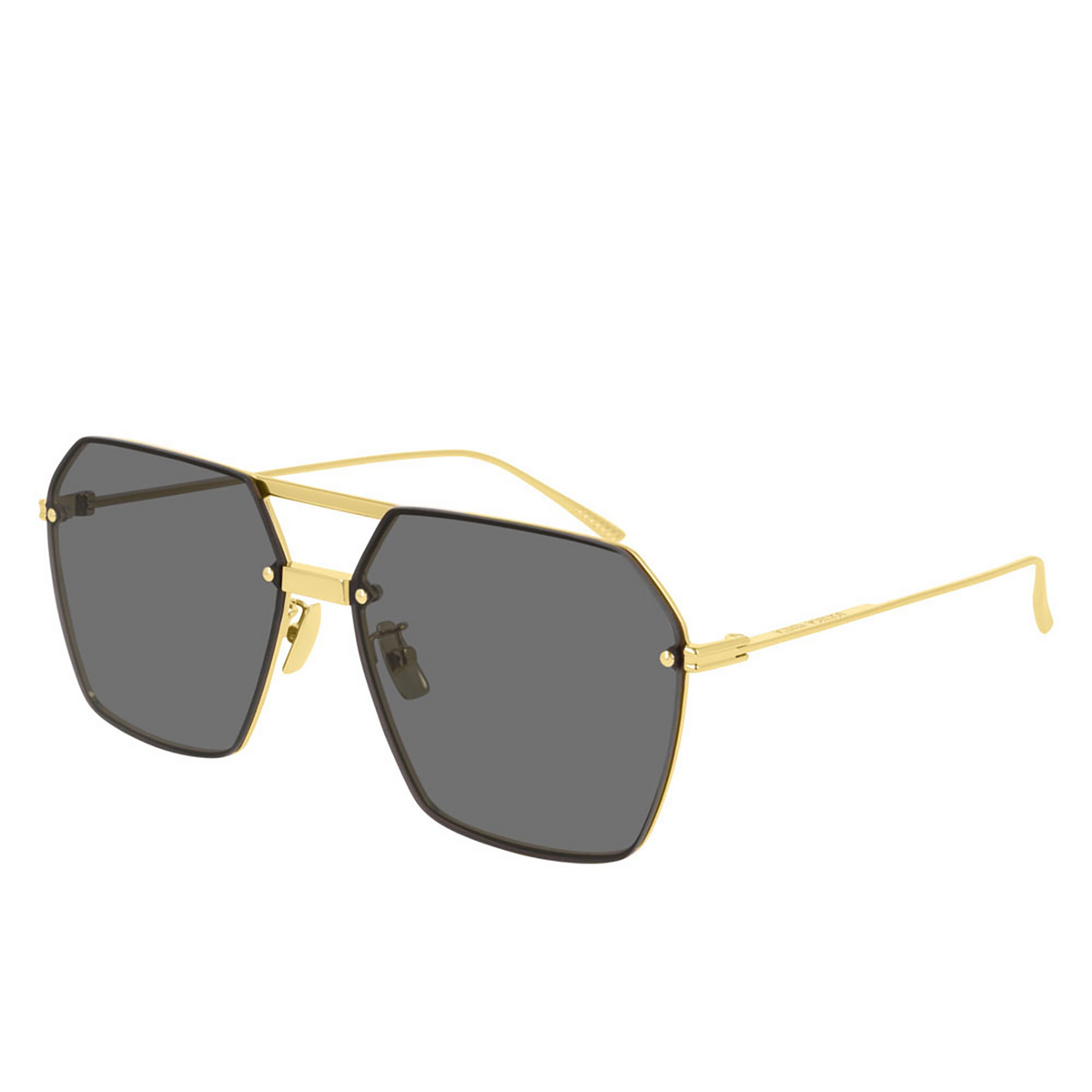Bottega Veneta® Irregular Sunglasses: BV1045S color Gold 001 - three-quarters view.
