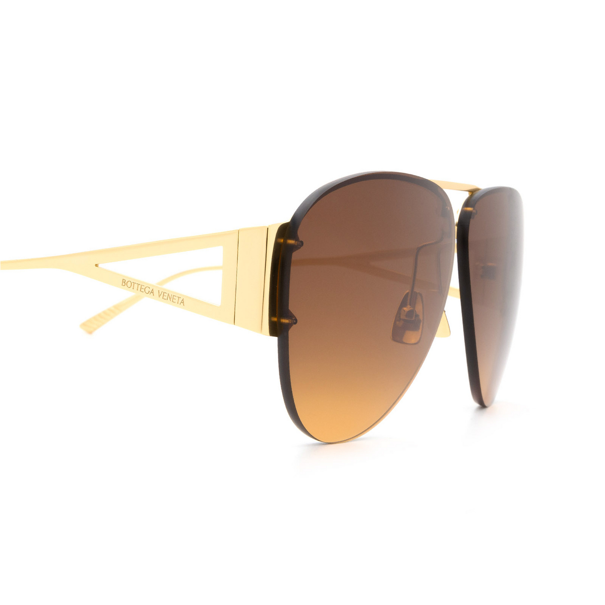 Bottega Veneta® Aviator Sunglasses: BV1066S color Shiny Gold Lv 002 - 3/3.
