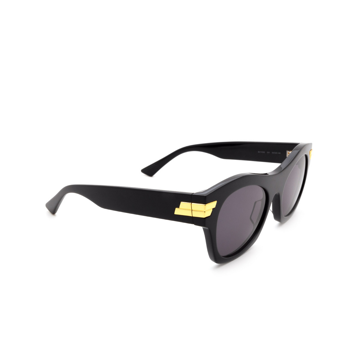 Bottega Veneta® Square Sunglasses: BV1103S color Black 001 - three-quarters view.