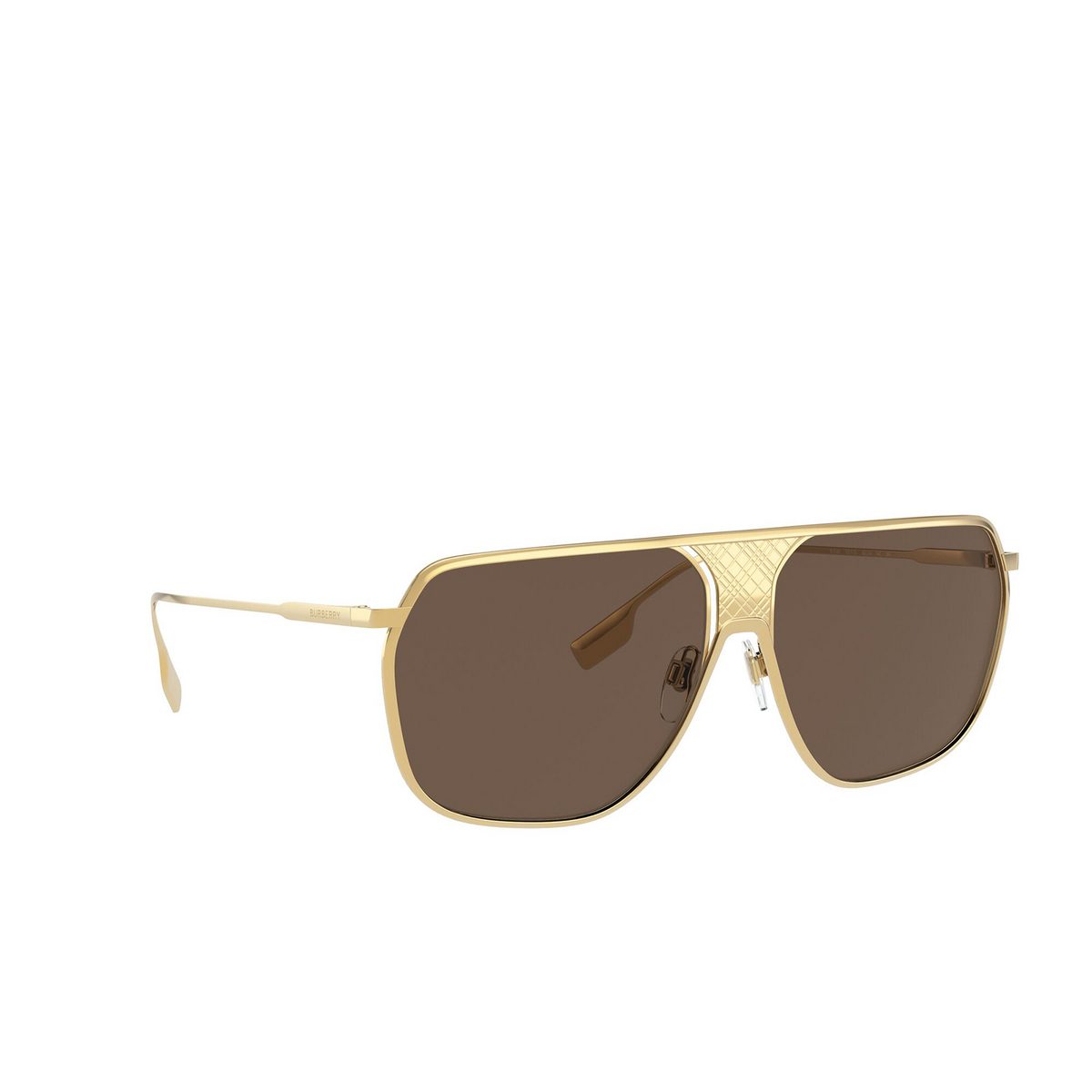 Burberry® Square Sunglasses: Adam BE3120 color Gold 101773 - three-quarters view.