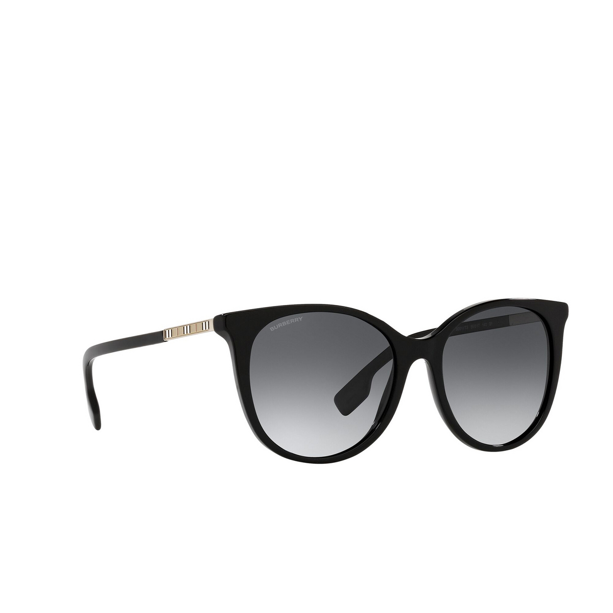 Burberry® Cat-eye Sunglasses: Alice BE4333 color Black 3001T3 - three-quarters view.
