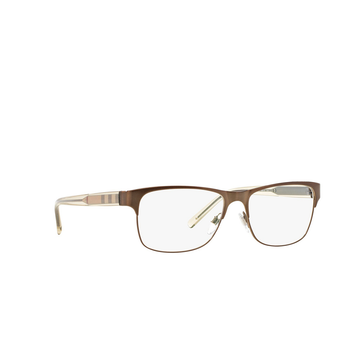 Burberry® Rectangle Eyeglasses: BE1289 color Brushed Brown 1212 - three-quarters view.
