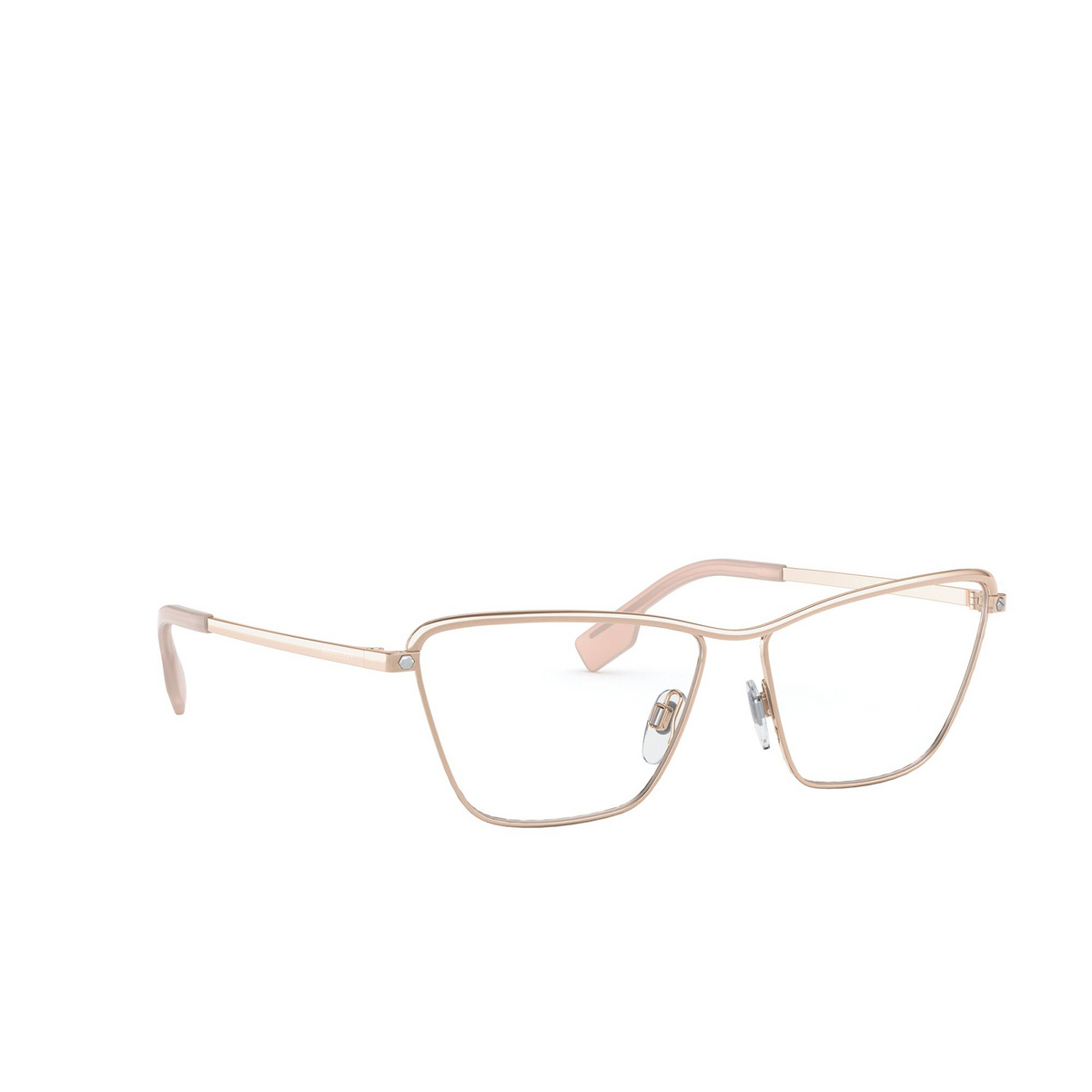 Burberry® Rectangle Eyeglasses: BE1343 color Pink 1188 - three-quarters view.