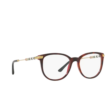 Burberry BE2255Q Eyeglasses 3657 top havana on bordeaux - three-quarters view