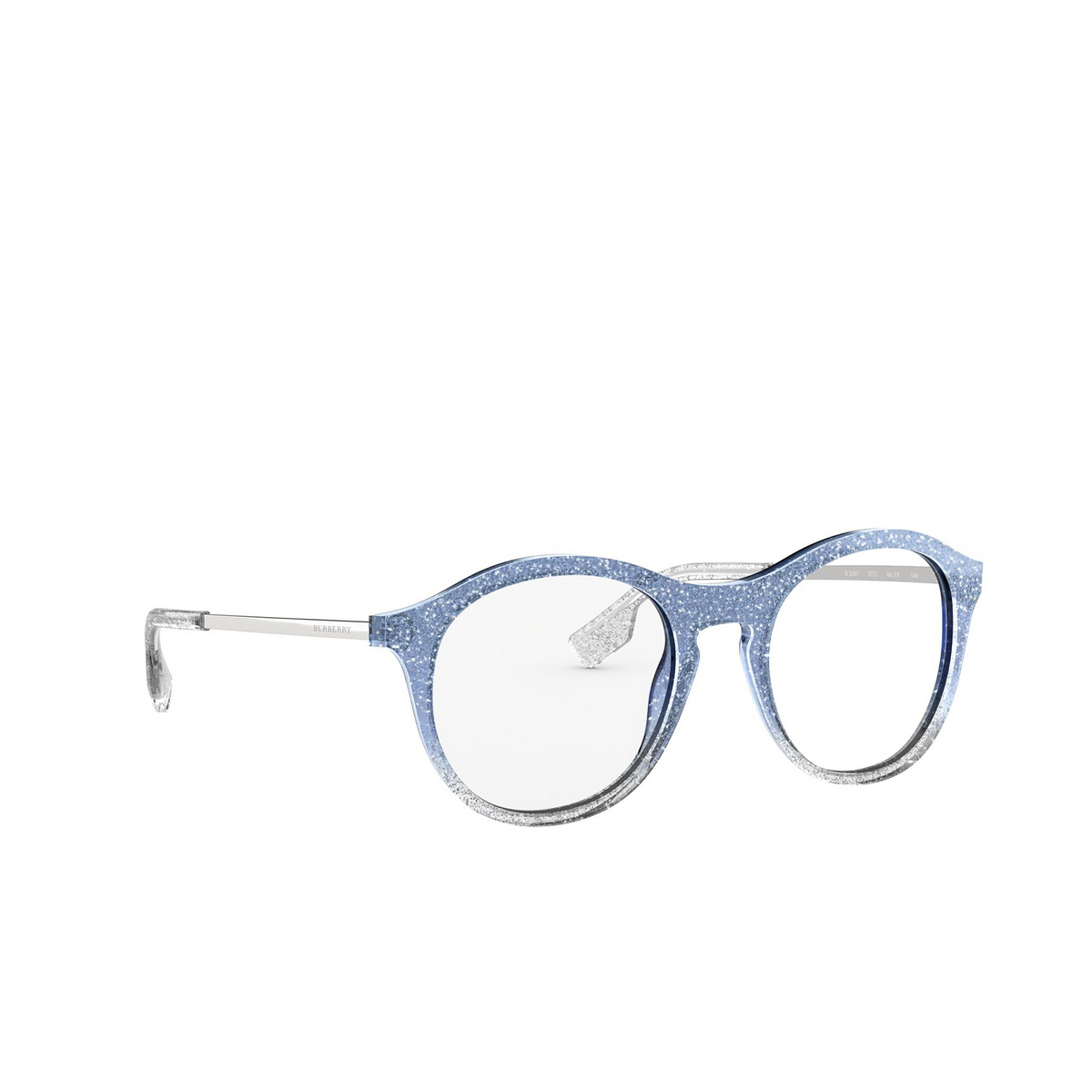 Burberry BE2287 Eyeglasses 3772 Top Glitter on Gradient Blue - three-quarters view