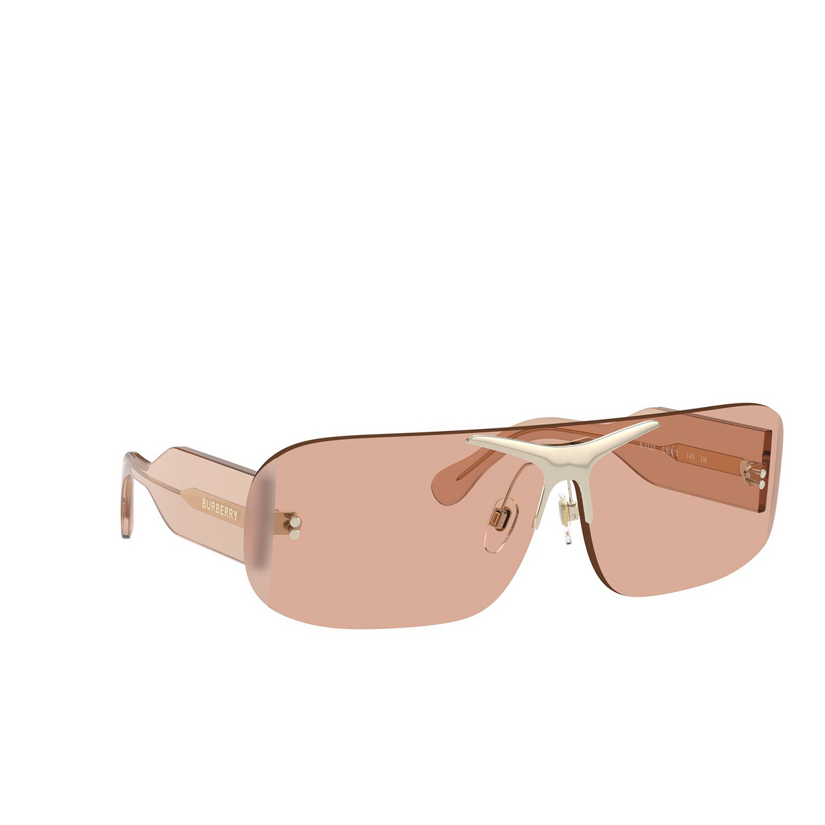 Burberry® Rectangle Sunglasses: BE3123 color Brown 3358/3 - three-quarters view.