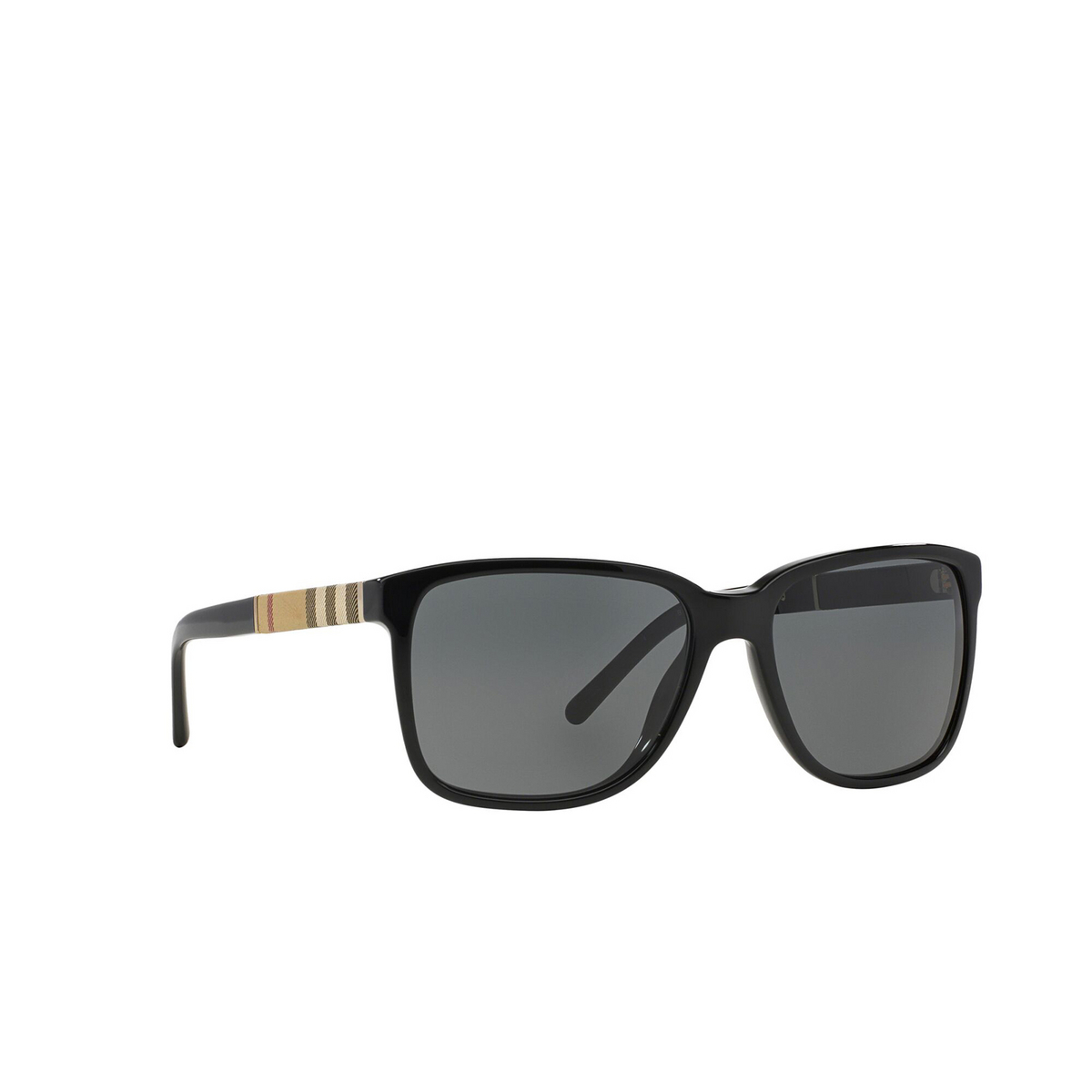 Burberry® Square Sunglasses: BE4181 color Black 300187 - three-quarters view.