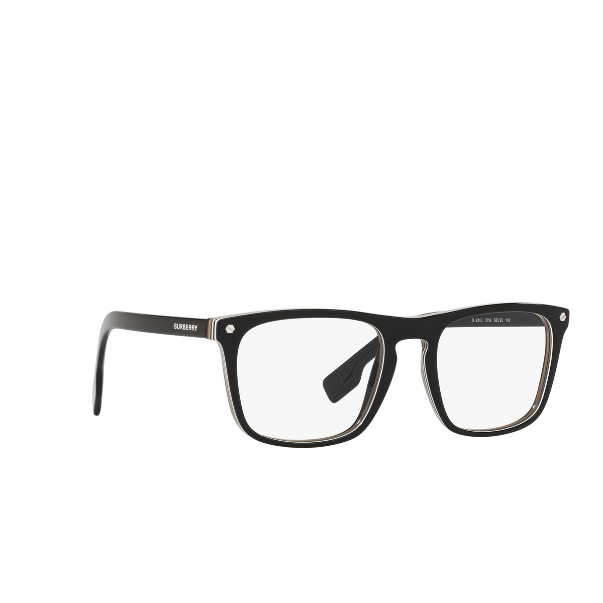 Burberry BOLTON Eyeglasses 3798 Black - three-quarters view