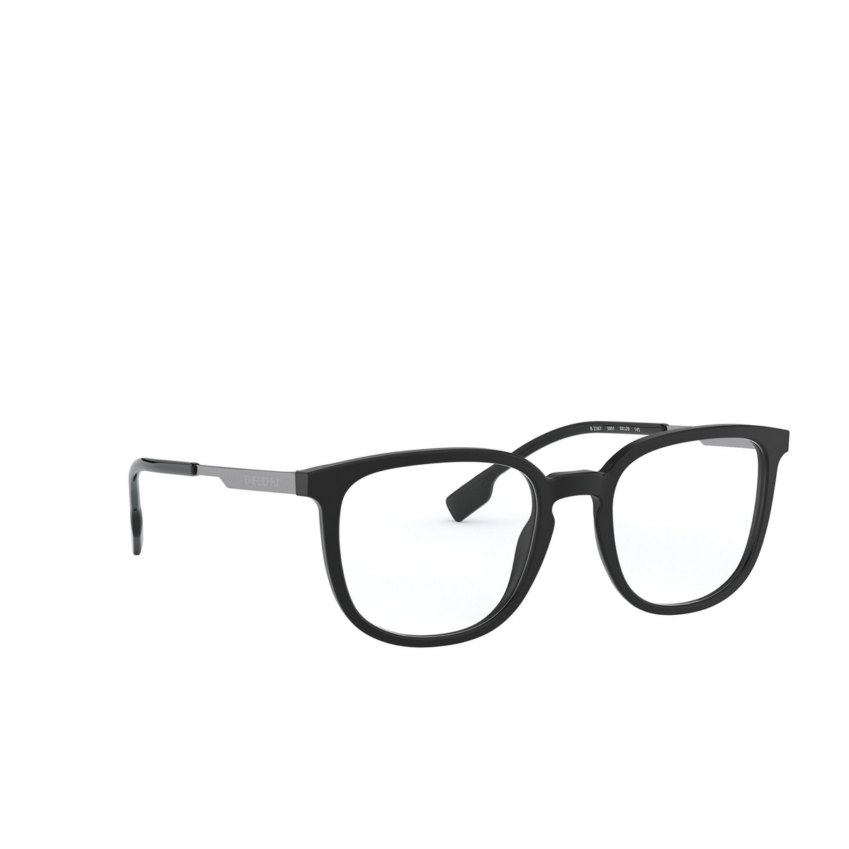 Burberry COMPTON Eyeglasses 3001 Black - three-quarters view