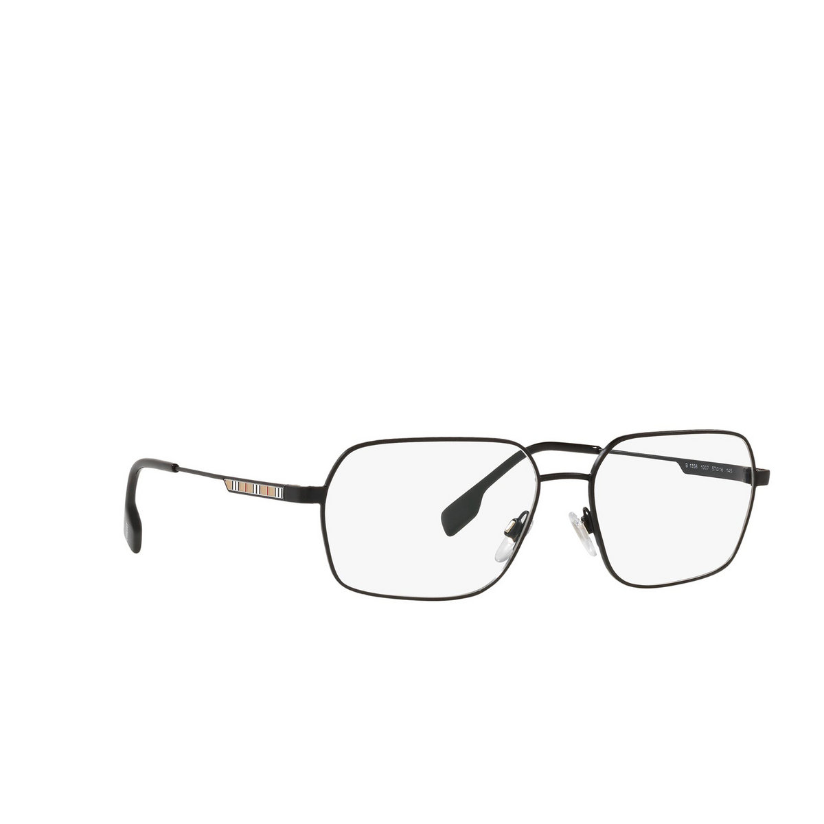 Burberry ELDON Eyeglasses 1007 Matte Black - three-quarters view