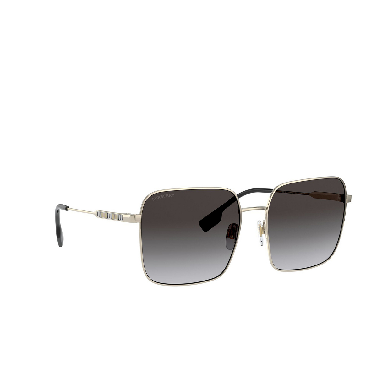 Burberry® Square Sunglasses: Jude BE3119 color Light Gold 11098G - three-quarters view.