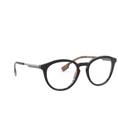 Burberry KEATS Eyeglasses 3838 top black on vintage check - three-quarters view
