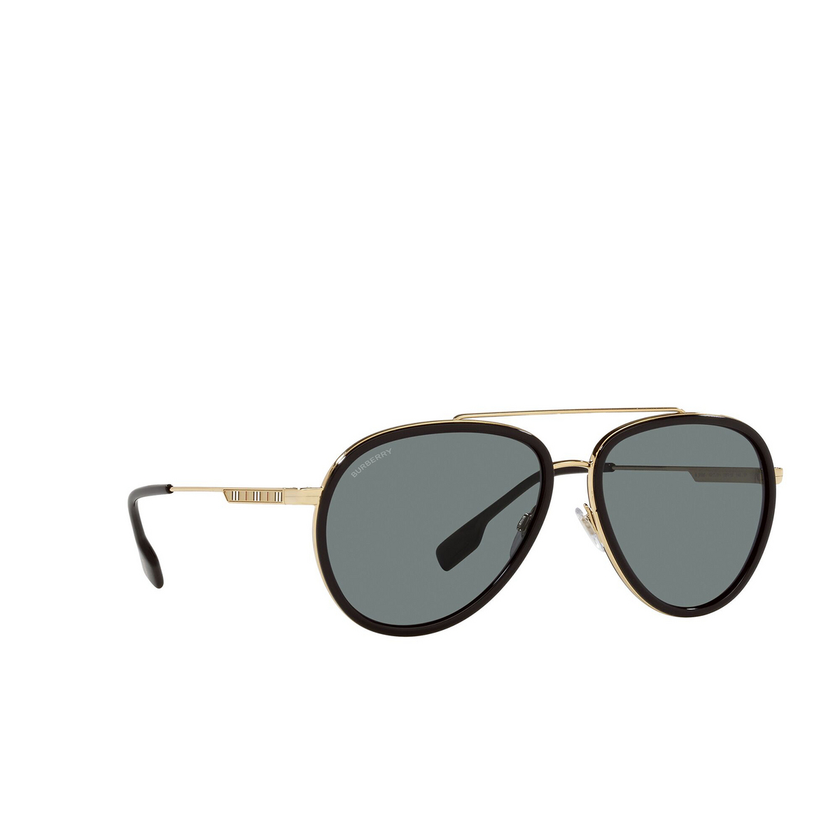 Burberry® Aviator Sunglasses: Oliver BE3125 color Gold 101781 - three-quarters view.