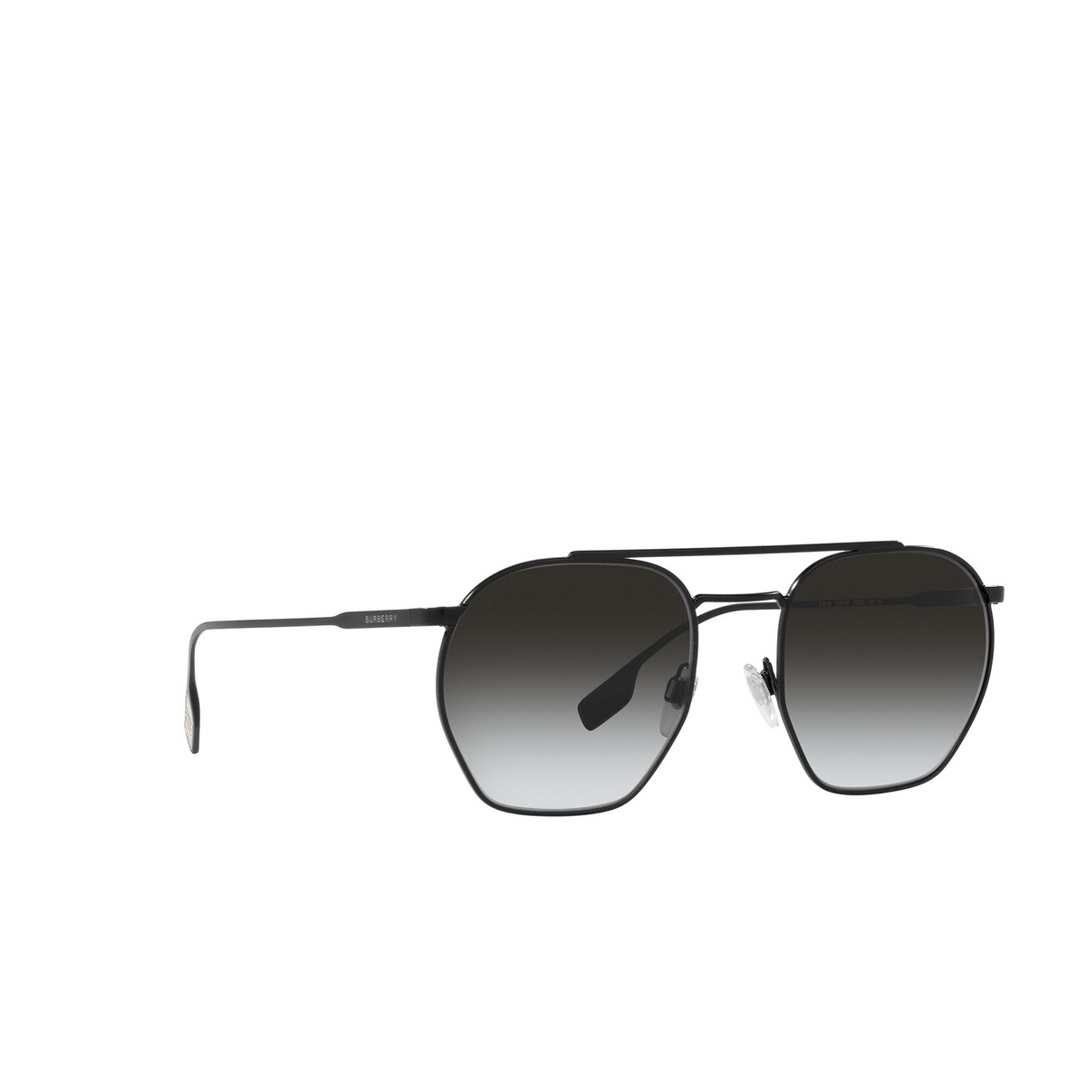 Burberry® Aviator Sunglasses: Ramsey BE3126 color Black 10078G - three-quarters view.