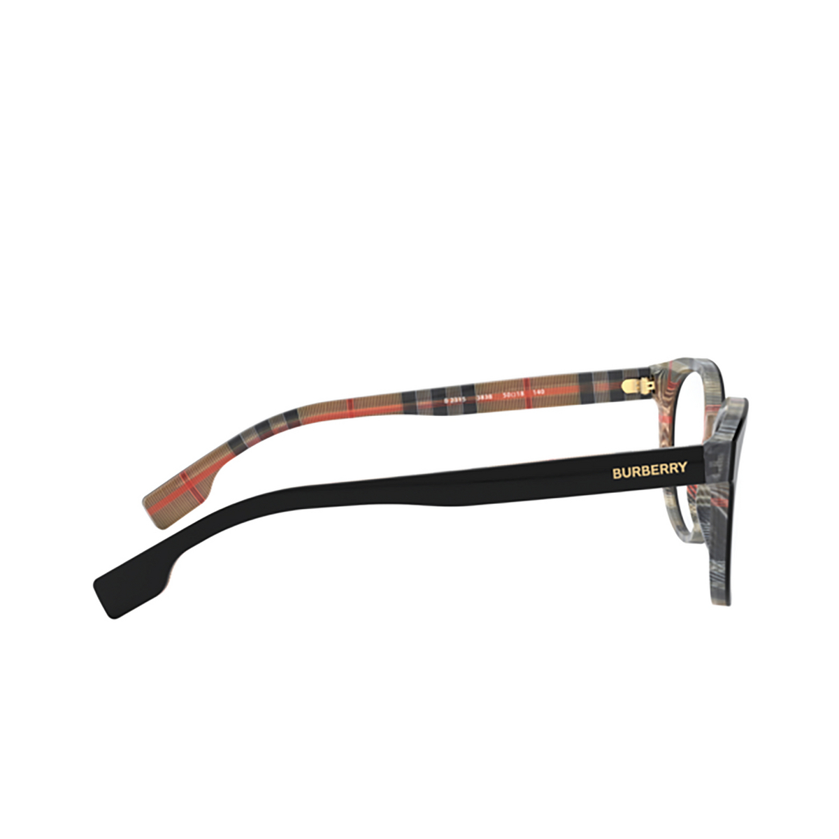 Burberry® Round Eyeglasses: Sloane BE2315 color Top Black On Vintage Check 3838 - 3/3.
