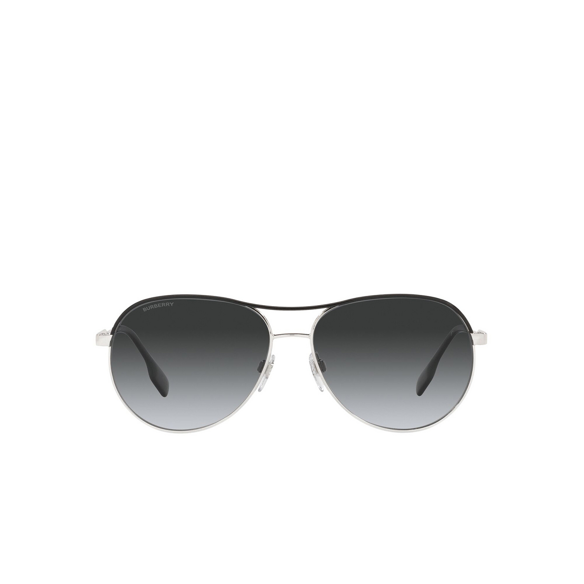 Burberry® Aviator Sunglasses: Tara BE3122 color Silver / Black 1005T3 - front view.