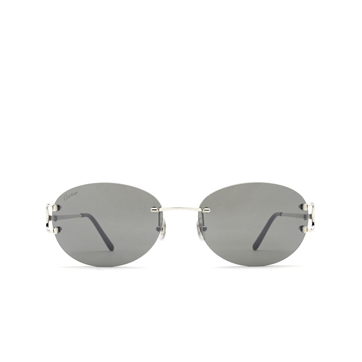 Cartier® Oval Sunglasses: CT0029RS color Silver 001 - front view.