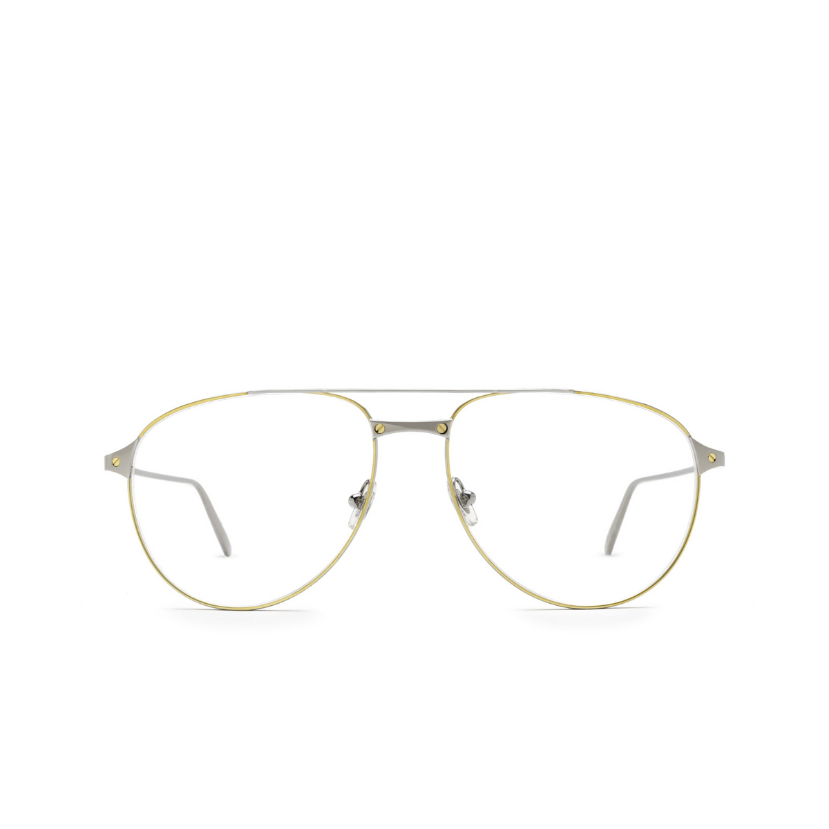 Cartier® Aviator Eyeglasses: CT0039O color 003 Ruthenium - front view