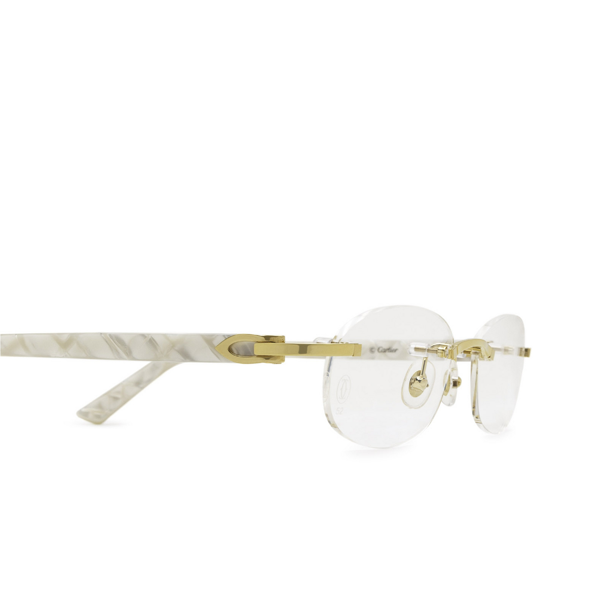 Cartier® Oval Eyeglasses: CT0056O color White 002 - 3/3.