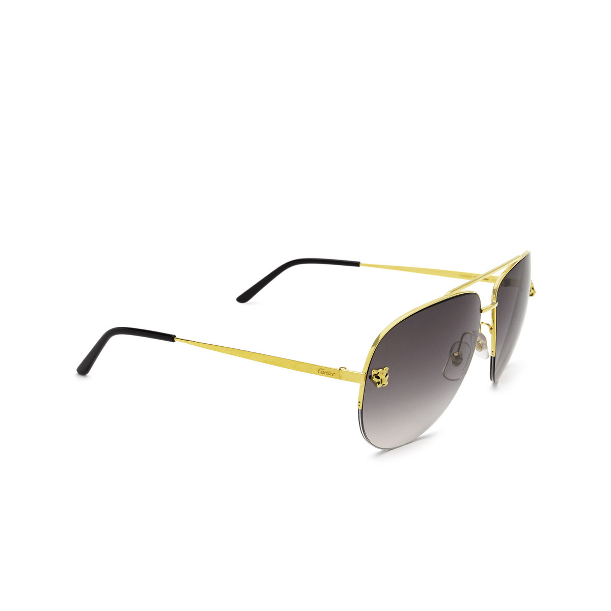 Cartier® Aviator Sunglasses: CT0065S color Gold 001 - three-quarters view.