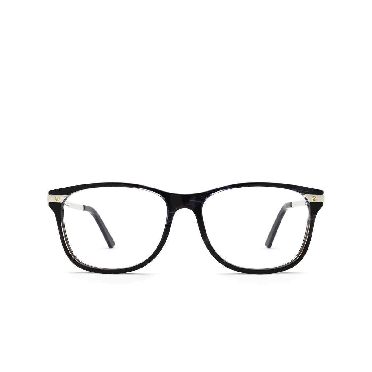 Cartier® Rectangle Eyeglasses: CT0106O color 008 Blue - front view