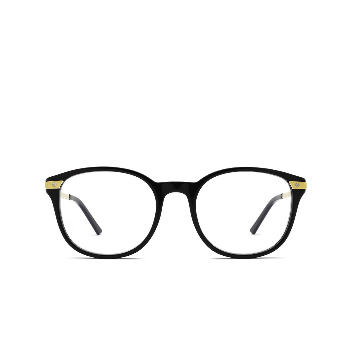 Cartier® Round Eyeglasses: CT0107O color Black 001 - front view.