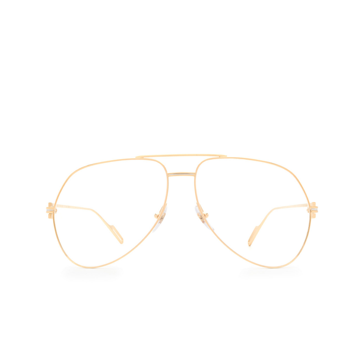 Cartier® Aviator Eyeglasses: CT0116O color 003 Shiny Gold - front view