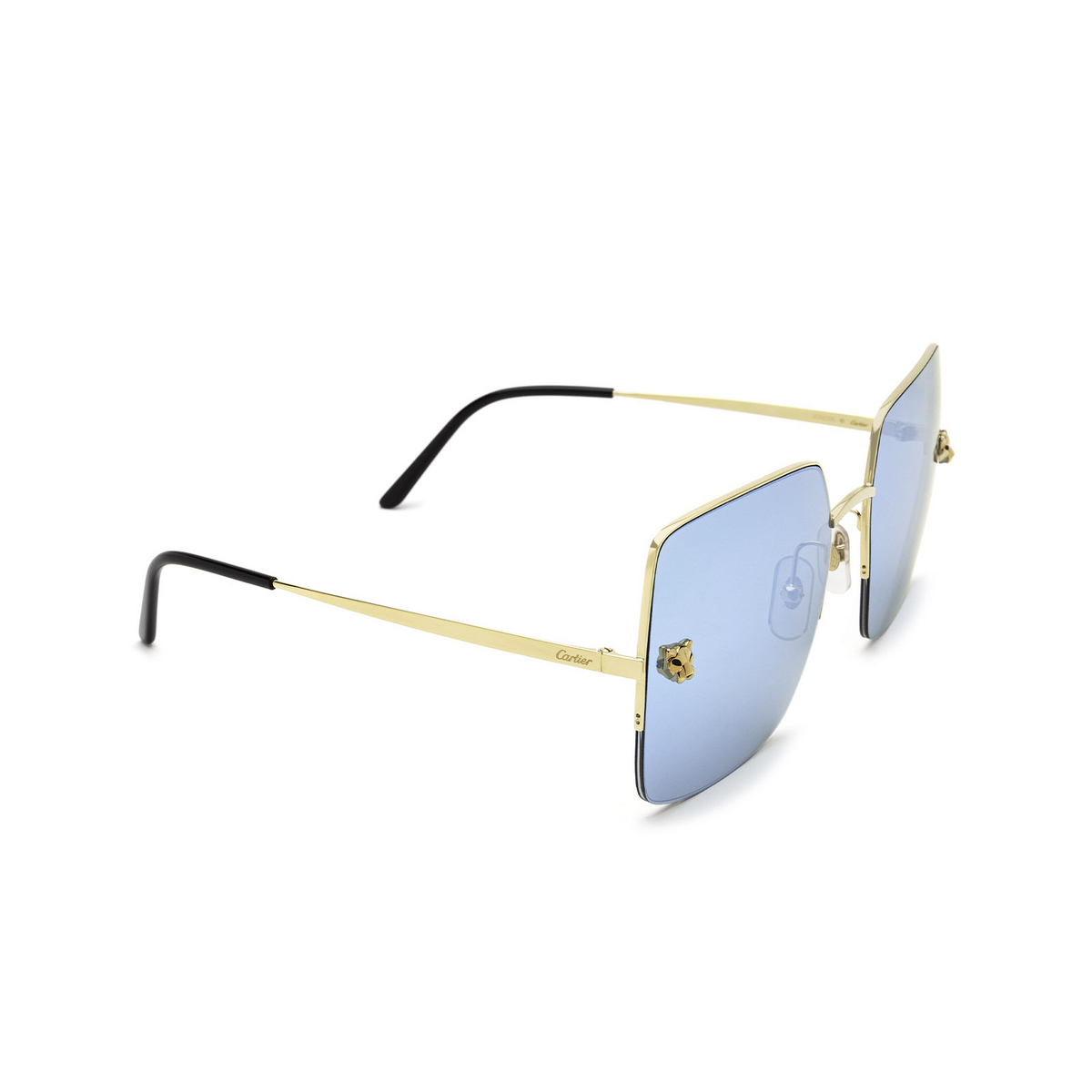 Cartier® Square Sunglasses: CT0121S color Gold 002 - three-quarters view.