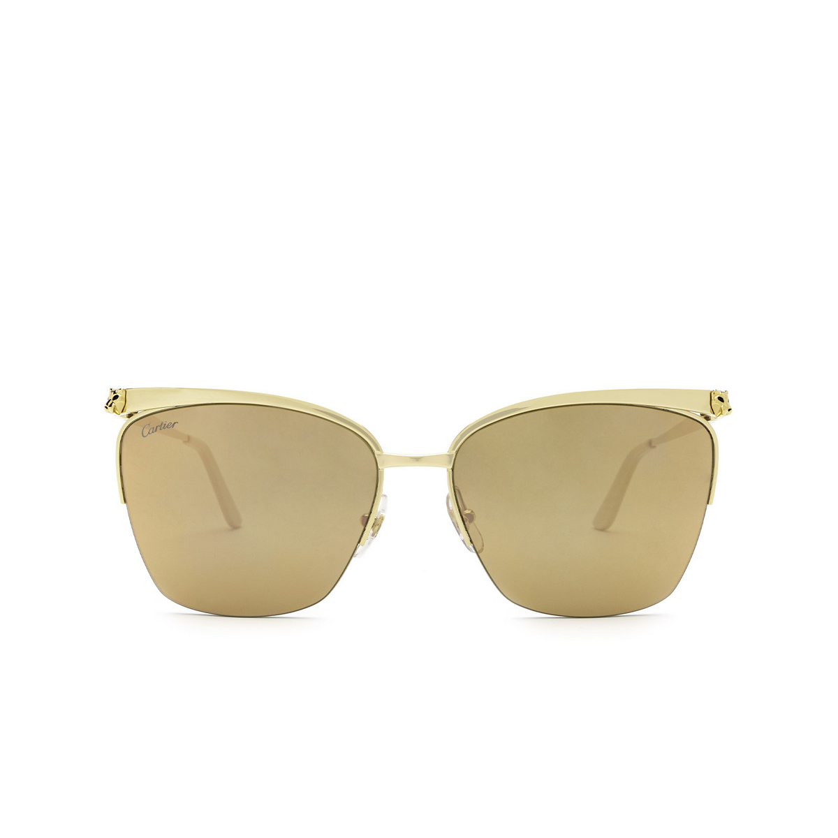 Cartier® Cat-eye Sunglasses: CT0124S color 002 Gold - front view