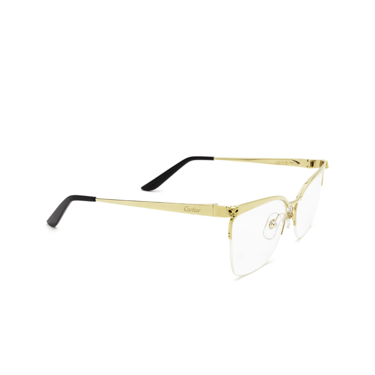 Cartier® Cat-eye Eyeglasses: CT0125O color 004 Gold - three-quarters view