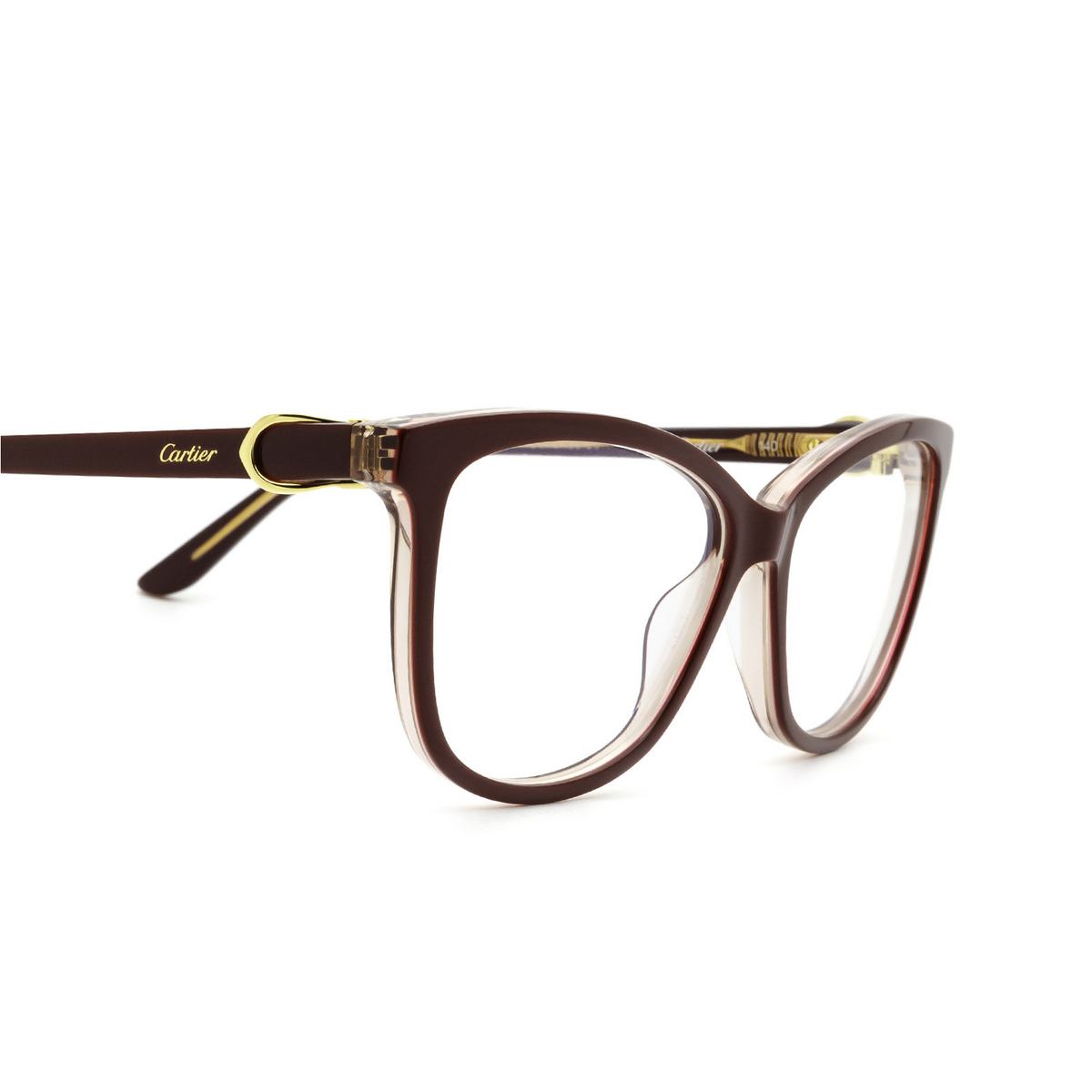 Cartier CT0129O Eyeglasses 007 Burgundy - 3/4
